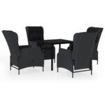 5-Piece Garden Dining Set Dark Grey