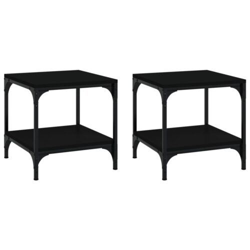 Side Tables 2pcs Black 40x40x40cm Engineered Wood - Image 2
