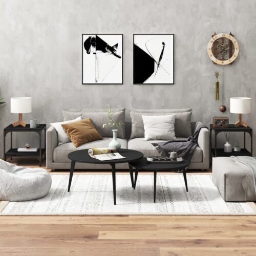 Side Tables 2pcs Black 40x40x40cm Engineered Wood - Image 11