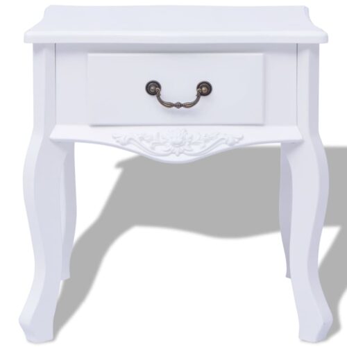 Bedside Cabinet MDF White - Image 2