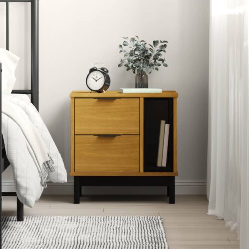 Bedside Cabinet FLAM 49x35x50cm Solid Wood Pine