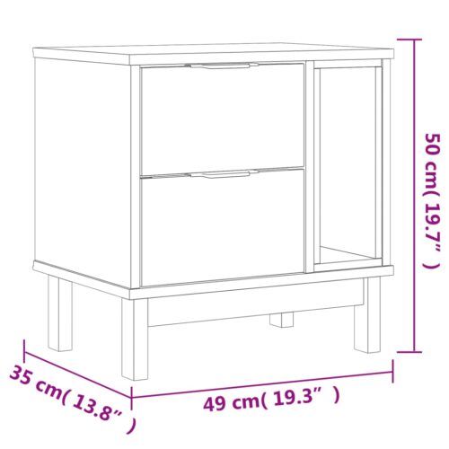 Bedside Cabinet FLAM 49x35x50cm Solid Wood Pine - Image 10