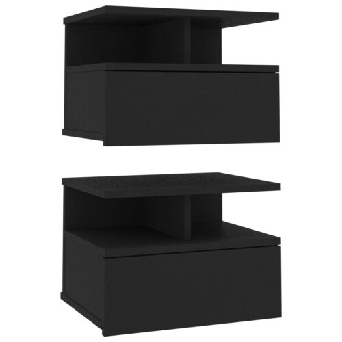 Floating Nightstands 2pcs Black 40x31x27cm Engineered Wood - Image 2