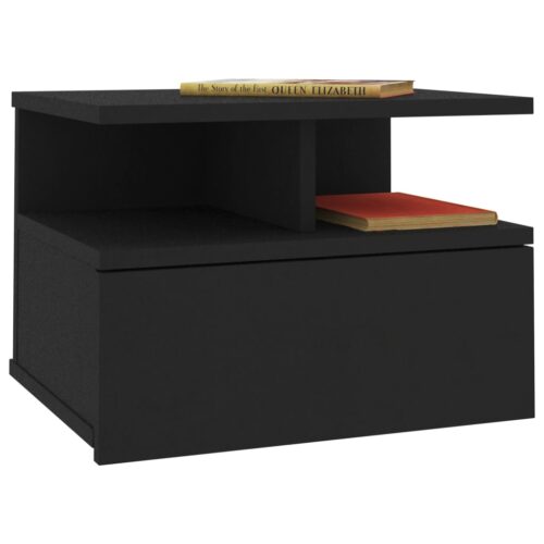 Floating Nightstands 2pcs Black 40x31x27cm Engineered Wood