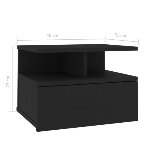 Floating Nightstands 2pcs Black 40x31x27cm Engineered Wood - Image 7