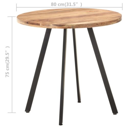 Dining Table 80cm Solid Acacia Wood - Image 4