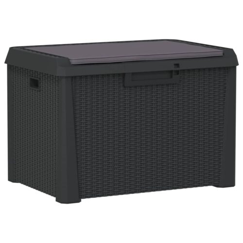 Garden Storage Box with Seat Cushion Anthracite 125L PP