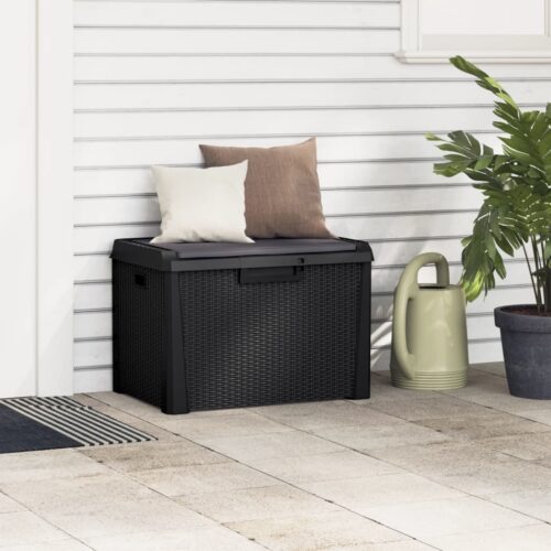 Garden Storage Box with Seat Cushion Anthracite 125L PP - Image 3