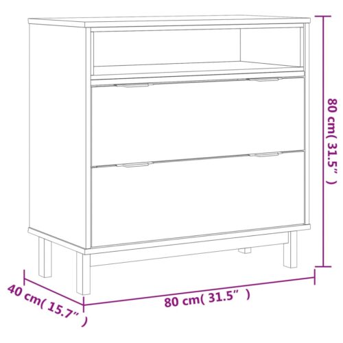 Drawer Cabinet FLAM 80x40x80cm Solid Wood Pine - Image 10