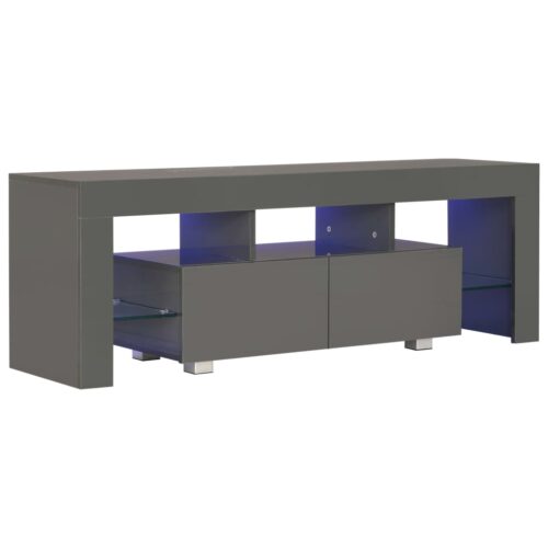 TV Cabinet with LED Lights High Gloss Grey 130x35x45cm