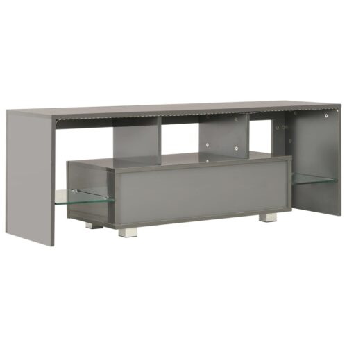 TV Cabinet with LED Lights High Gloss Grey 130x35x45cm - Image 4