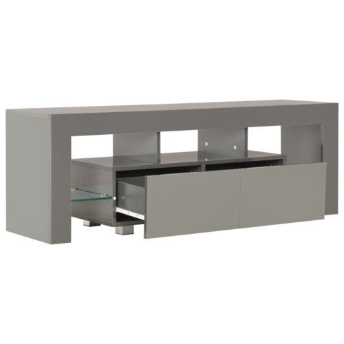 TV Cabinet with LED Lights High Gloss Grey 130x35x45cm - Image 5