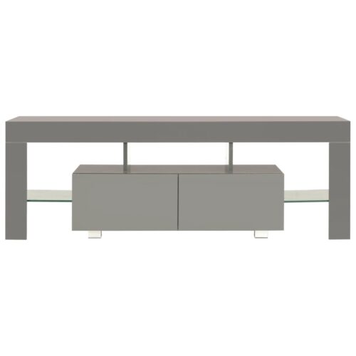 TV Cabinet with LED Lights High Gloss Grey 130x35x45cm - Image 6