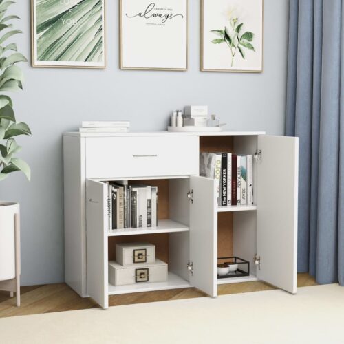 Sideboard White 88x30x70cm Engineered Wood - Image 3