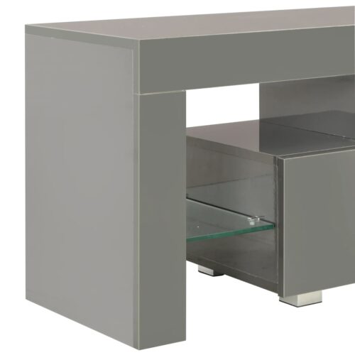 TV Cabinet with LED Lights High Gloss Grey 130x35x45cm - Image 7