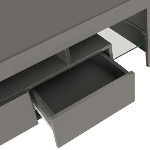 TV Cabinet with LED Lights High Gloss Grey 130x35x45cm - Image 8