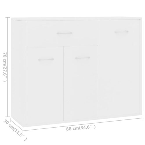 Sideboard White 88x30x70cm Engineered Wood - Image 7