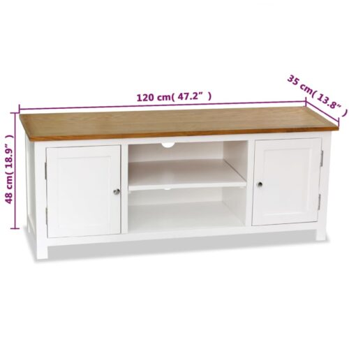 TV Cabinet 120x35x48cm Solid Oak Wood - Image 6