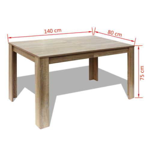 Dining Table 140x80x75cm Oak - Image 5