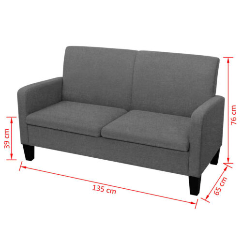 2-Seater Sofa 135x65x76cm Dark Grey - Image 4