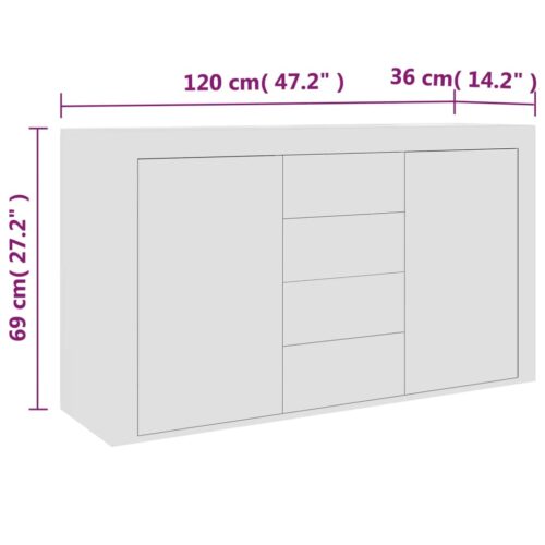 Sideboard White 120x36x69cm Engineered Wood - Image 8