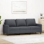 3-Seater Sofa Dark Grey 180cm Velvet