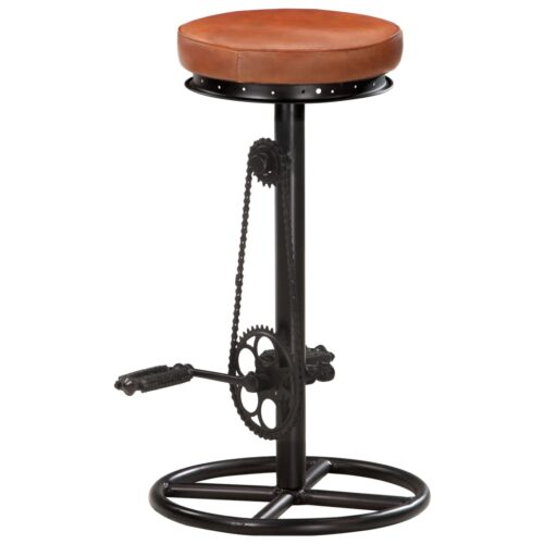Bar Stools 2pcs Black Brown Real Goat Leather - Image 5