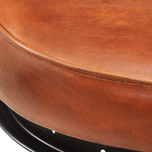 Bar Stools 2pcs Black Brown Real Goat Leather - Image 7