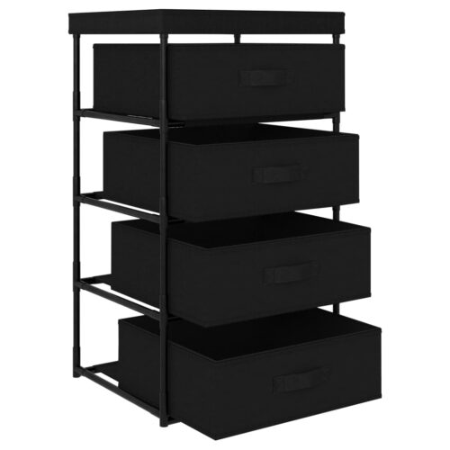 Storage Rack with 4 Fabric Baskets Steel Black - Image 3
