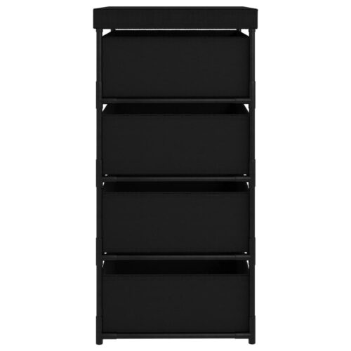 Storage Rack with 4 Fabric Baskets Steel Black - Image 4