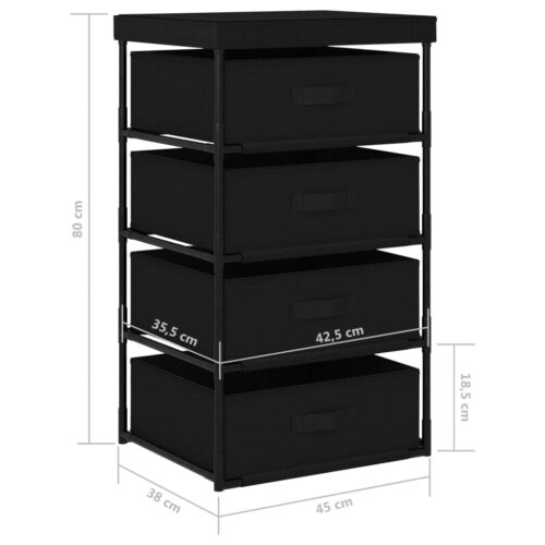 Storage Rack with 4 Fabric Baskets Steel Black - Image 7