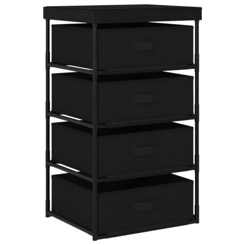 Storage Rack with 4 Fabric Baskets Steel Black - Image 8
