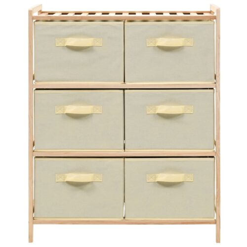 Storage Rack with 6 Fabric Baskets Cedar Wood Beige - Image 2