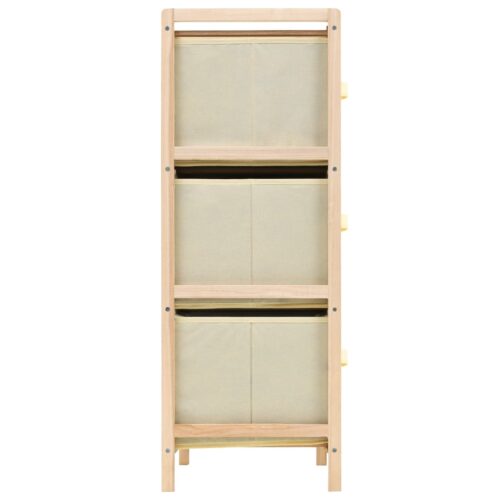 Storage Rack with 6 Fabric Baskets Cedar Wood Beige - Image 3