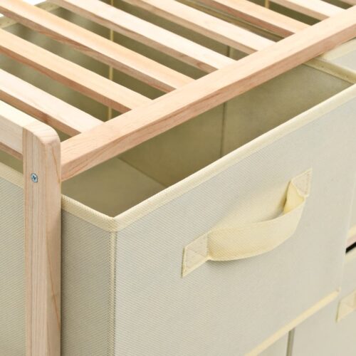 Storage Rack with 6 Fabric Baskets Cedar Wood Beige - Image 4