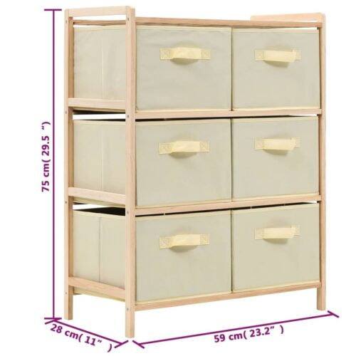 Storage Rack with 6 Fabric Baskets Cedar Wood Beige - Image 5