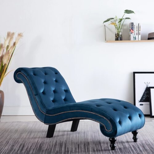 Chaise Lounge Blue Velvet - Image 9