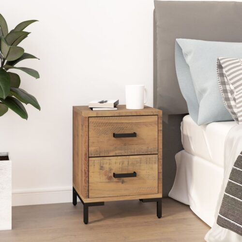 Bedside Cabinet Brown 36x30x45cm Solid Pinewood - Image 9