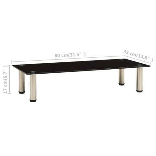 TV Stand Black 80x35x17cm Tempered Glass - Image 5