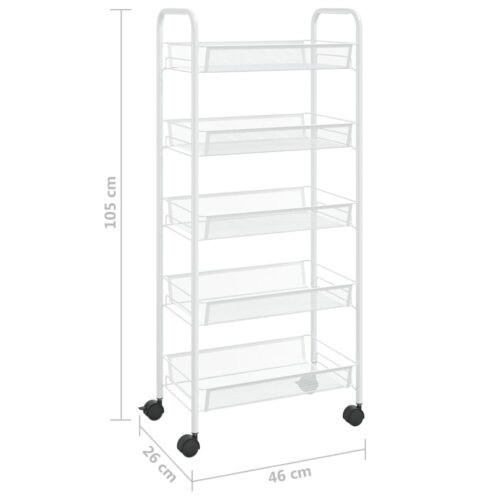 5-Tier Kitchen Trolley White 46x26x105cm Iron - Image 7