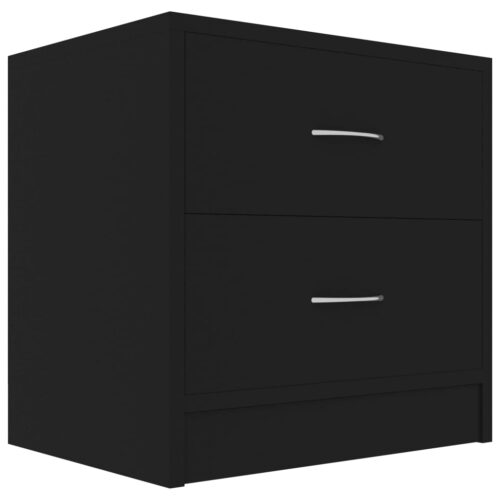 2pcs Drawers Bedside Tables Set Wooden Storage Side Cabinet Nightstand Black - Image 3