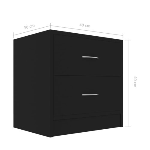 2pcs Drawers Bedside Tables Set Wooden Storage Side Cabinet Nightstand Black - Image 7