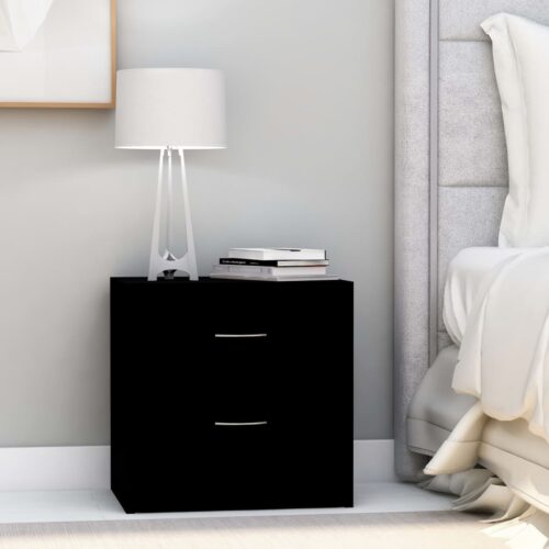 2pcs Drawers Bedside Tables Set Wooden Storage Side Cabinet Nightstand Black - Image 8