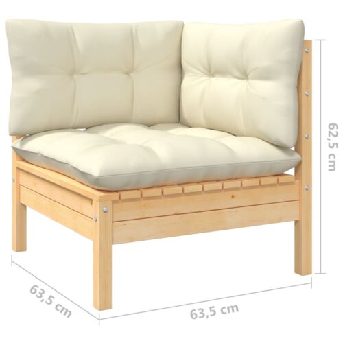 11-Piece Garden Lounge Set with Cream Cushions Pine Wood Outdoor Patio Furniture - Image 6