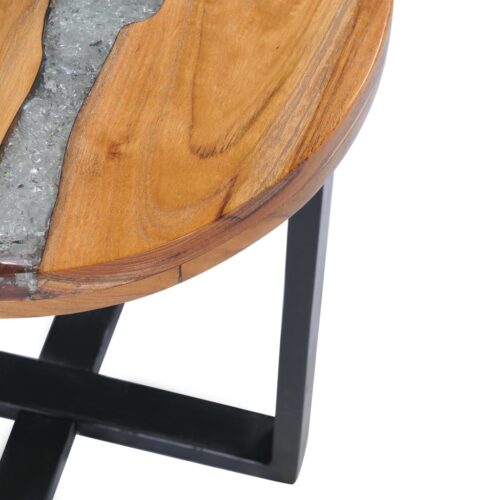 Industrial Round Side Coffee Table Wood Timber Sofa Bedside Lounge Nightstand - Image 6