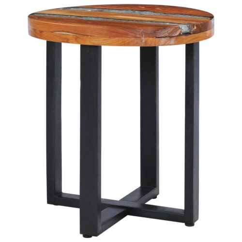 Industrial Round Side Coffee Table Wood Timber Sofa Bedside Lounge Nightstand - Image 8