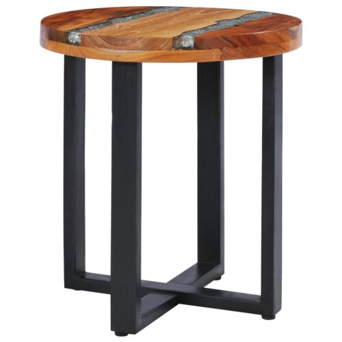 Industrial Round Side Coffee Table Wood Timber Sofa Bedside Lounge Nightstand - Image 9