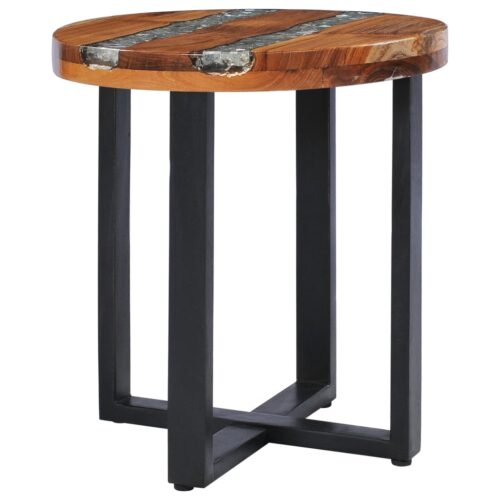 Industrial Round Side Coffee Table Wood Timber Sofa Bedside Lounge Nightstand - Image 10