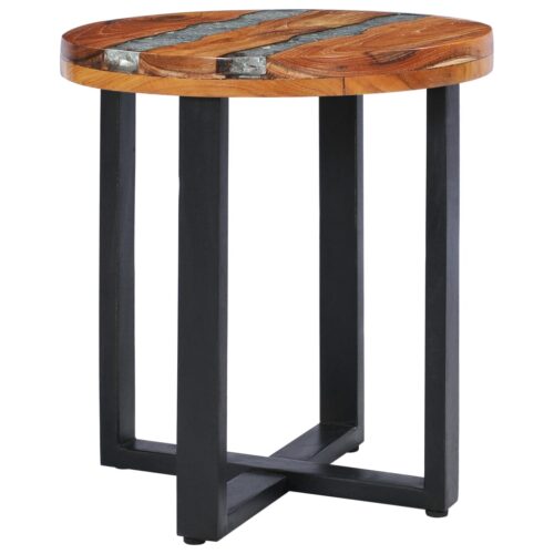 Industrial Round Side Coffee Table Wood Timber Sofa Bedside Lounge Nightstand - Image 11