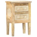 Hand Painted Bedside Cabinet 40x30x60cm Solid Mango Wood